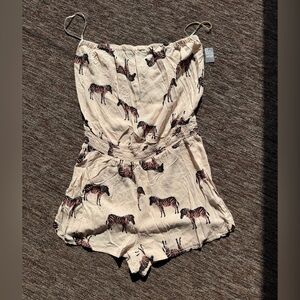 Aerie Strapless Zebra Print Shorts Romper Medium New
